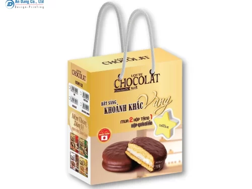 Mẫu hộp bánh chocolate có quai xách