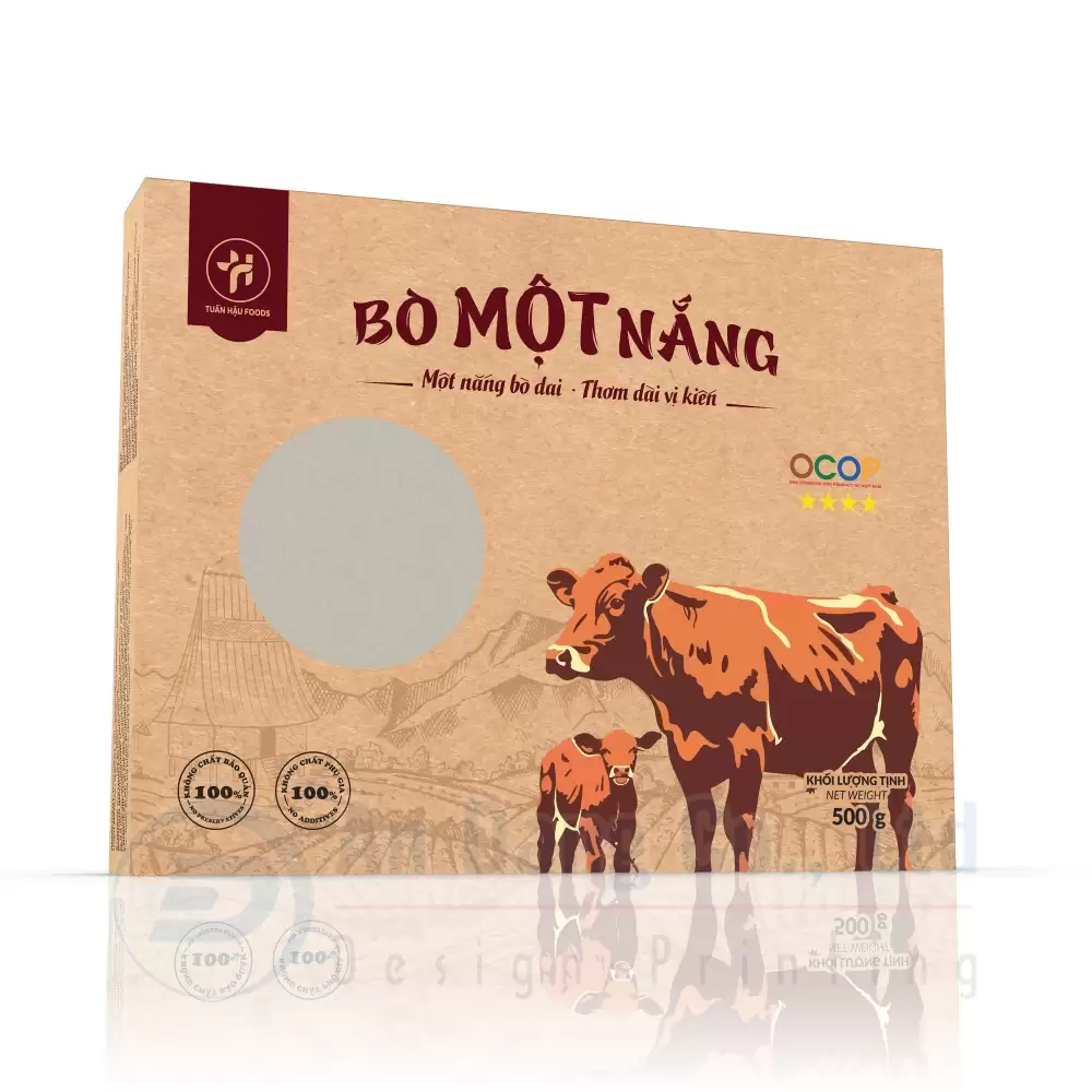Mẫu in hộp giấy đựng bò một nắng