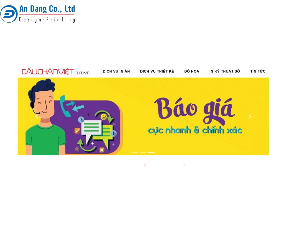 Giao diện website bắt mắt của đơn vị Dấu Chân Việt