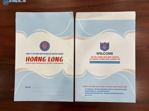 Mẫu ấn phẩm bao thư A4 cho công ty bảo vệ Hoàng Long