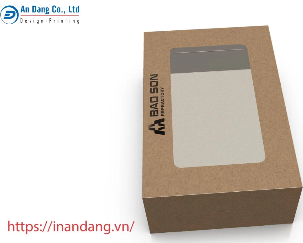 Mẫu hộp giấy làm bằng giấy Kraft màu nâu, có phần cửa sổ mới lạ