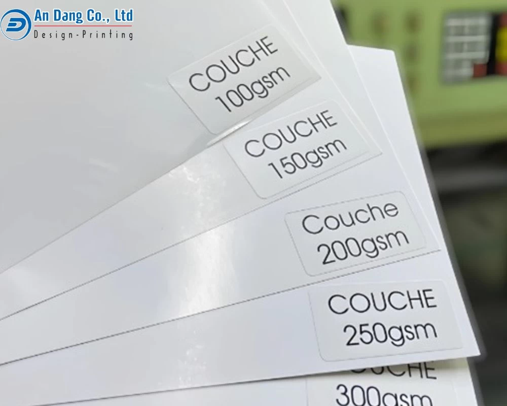 Định lượng giấy Couche có khá nhiều, từ 100 gsm cho đến 300gsm