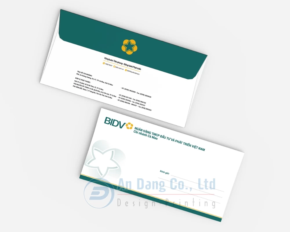 Mẫu in bao thư theo yêu cầu cho ngân hàng BIDV