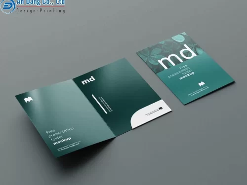 Mẫu folder bìa kẹp hồ sơ với tông màu xanh đậm, thiết kế tối giản nhưng cực kỳ sáng tạo