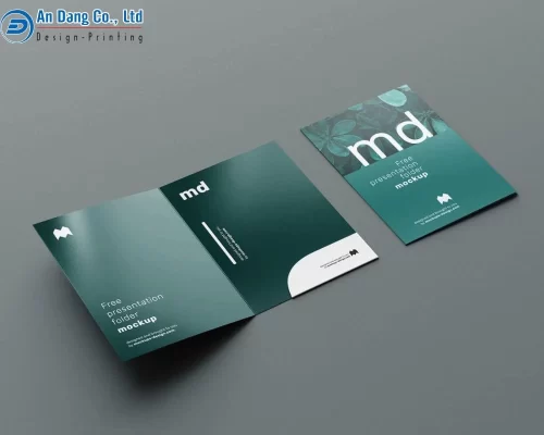 Mẫu folder bìa kẹp hồ sơ với tông màu xanh đậm, thiết kế tối giản nhưng cực kỳ sáng tạo