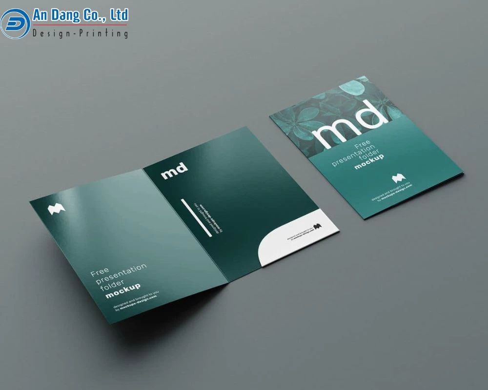Mẫu folder bìa kẹp hồ sơ với tông màu xanh đậm, thiết kế tối giản nhưng cực kỳ sáng tạo