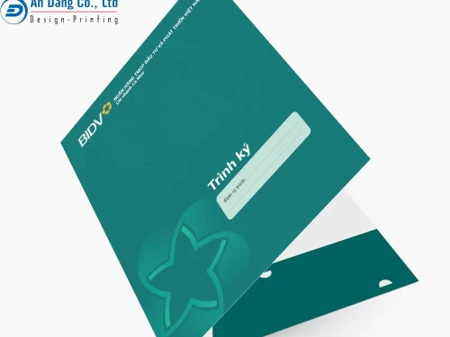 Mẫu folder bìa kẹp hồ sơ của ngân hàng BIDV với gam màu xanh đặc trưng