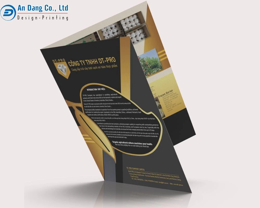 Mẫu thiết kế folder bìa kẹp hồ sơ với tông màu đen và vàng sang trọng