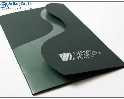 Mẫu thiết kế bìa kẹp hồ sơ màu đen với đường cắt độc đáo, mới lạ