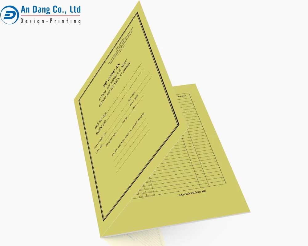 Mẫu folder màu vàng chữ đen, kích thước gọn nhẹ