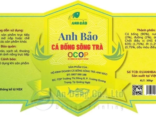Mẫu ấn phẩm in nhãn mác chai lọ cho lọ đựng thực phẩm cá bống