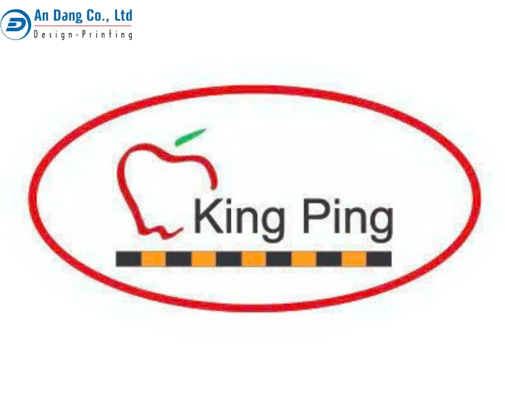 Mẫu tem nhãn hình elip đơn giản với phần nền trắng viền đỏ