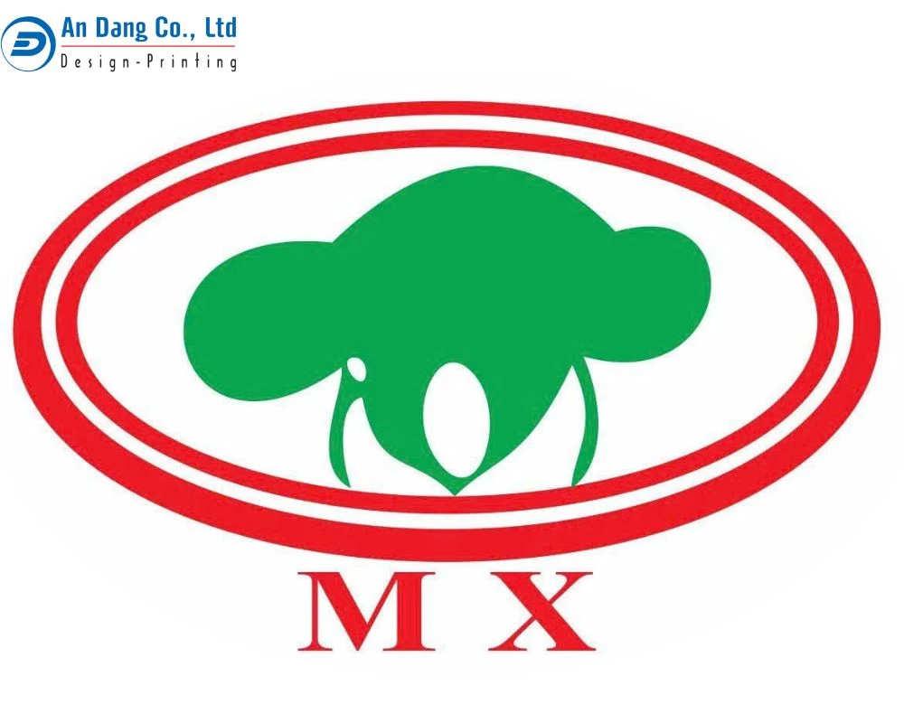 Mẫu tem có thiết kế phần viền màu đỏ và họa tiết màu xanh bắt mắt
