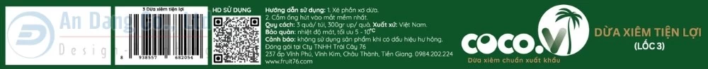 Mẫu in tem phụ sản phẩm dừa xiêm