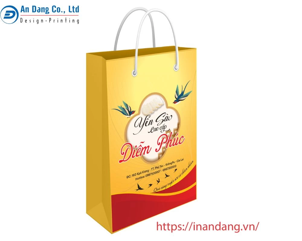 Mẫu túi giấy cao cấp được thiết kế vô cùng sang trọng, dành riêng cho thương hiệu yến sào