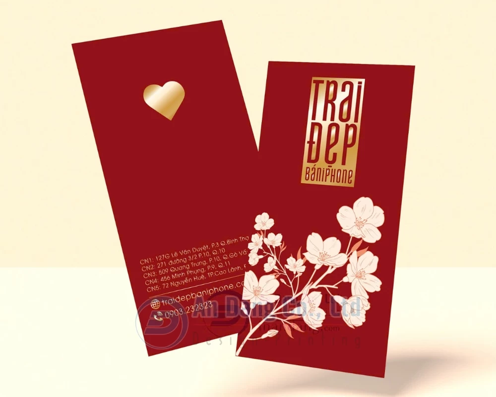 Mẫu bao lì xì doanh nghiệp được ép kim bắt mắt cho shop Trai Đẹp Bán Iphone