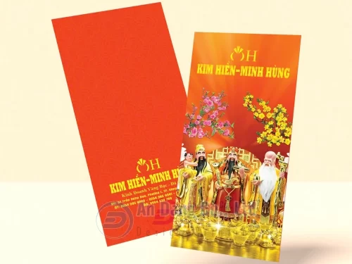 Mẫu bao lì xì doanh nghiệp có để tên, logo và thông tin liên hệ của doanh nghiệp