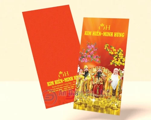 Mẫu bao lì xì doanh nghiệp có để tên, logo và thông tin liên hệ của doanh nghiệp