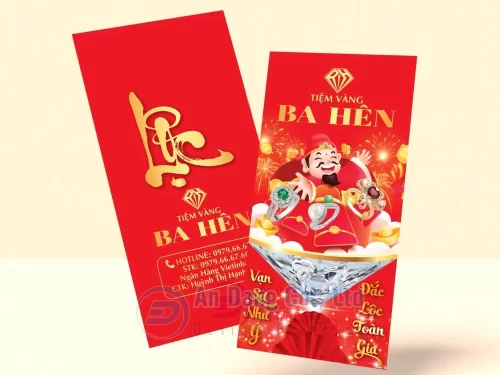 Mẫu bao lì xì cao cấp cho tiệm vàng Ba Hên