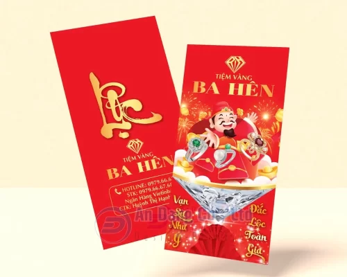 Mẫu bao lì xì cao cấp cho tiệm vàng Ba Hên