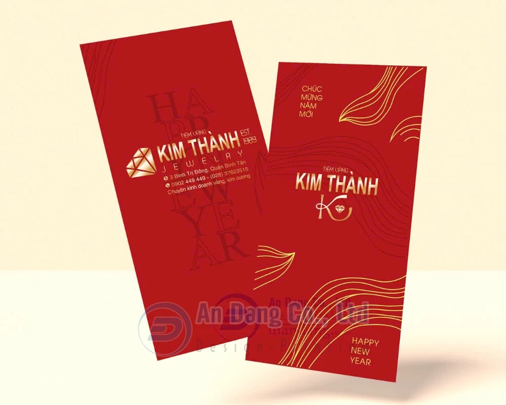 Mẫu bao lì xì độc quyền cho tiệm vàng Kim Thành