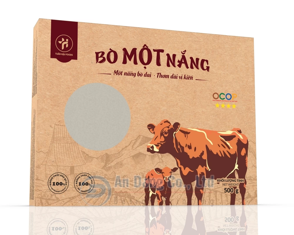 Mẫu hộp giấy có cửa sổ đựng bò một nắng