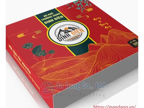 Mẫu hộp giấy đựng bò khô thượng hạng Dinh Điền