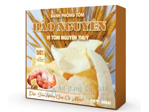 Mẫu hộp giấy đựng thực phẩm bánh phồng tôm