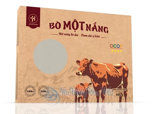 Mẫu hộp giấy đựng thực phẩm bò một nắng