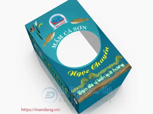 Mẫu hộp giấy đựng thực phẩm mắm cá sơn