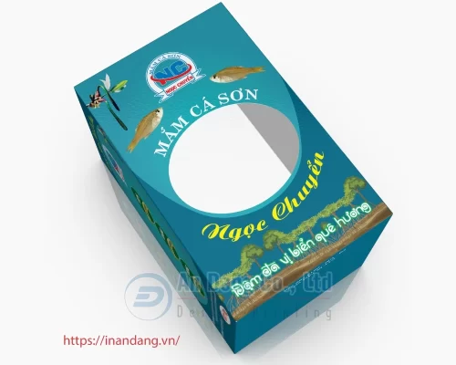 Mẫu hộp giấy đựng thực phẩm mắm cá sơn