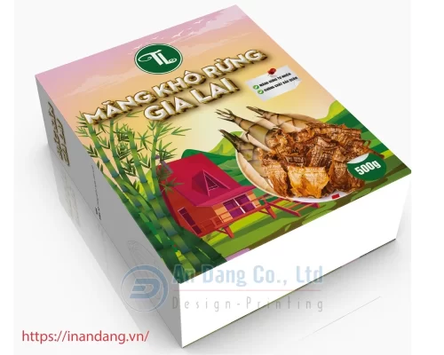 Mẫu hộp giấy đựng thực phẩm măng khô rừng Gia Lai