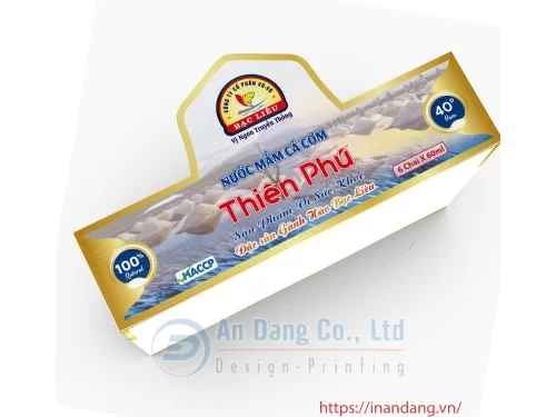 Mẫu hộp giấy đựng nước mắm cá cơm Thiên Phú