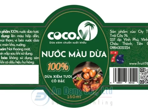 Mẫu tem nhãn chính cho sản phẩm nước màu dừa
