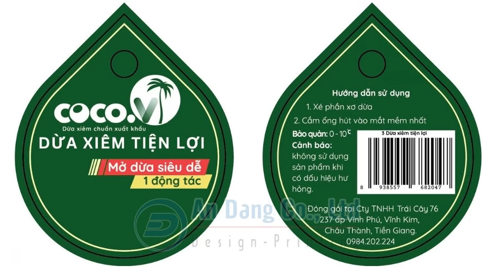 Mẫu in tem nhãn sản phẩm dừa xiêm