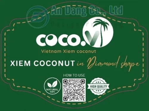 Mẫu tem phụ cho sản phẩm dừa xiêm xuất khẩu