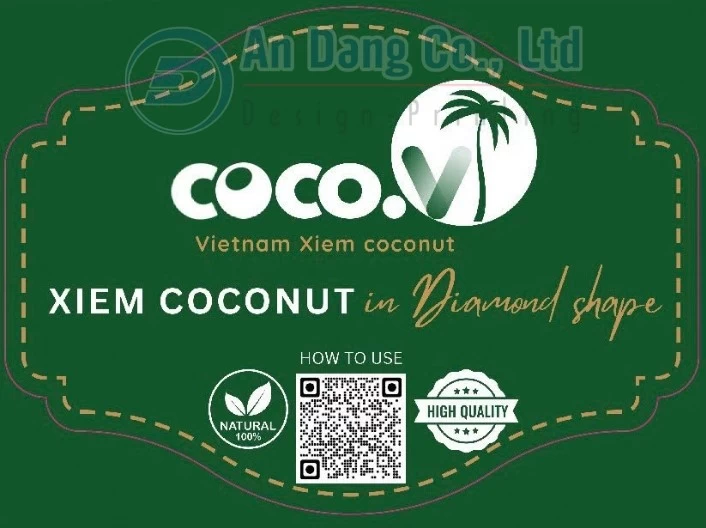 Mẫu tem phụ cho sản phẩm dừa xiêm xuất khẩu