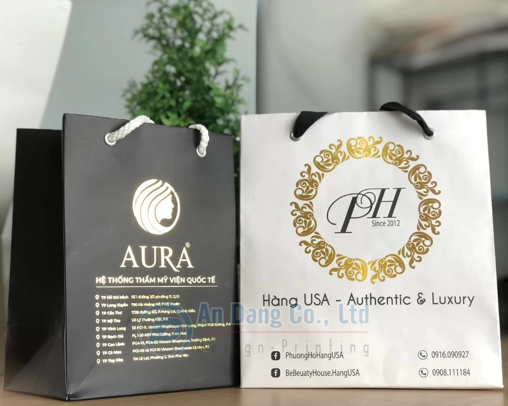 Túi giấy được gia công ép kim