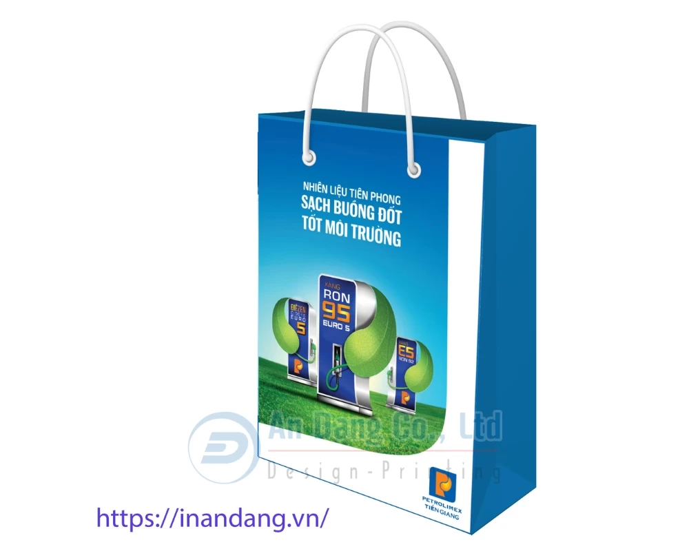 Mẫu túi giấy cho cây xăng Petrolimex Tiền Giang