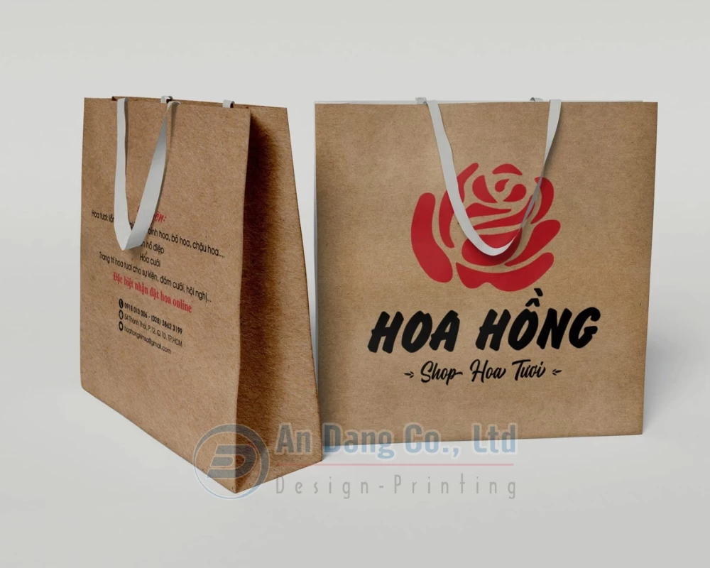 Mẫu túi giấy Kraft cho shop hoa tươi