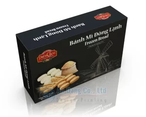 Mẫu thiết kế vỏ hộp giấy đựng bánh mì pizza đông lạnh phiên bản màu đen
