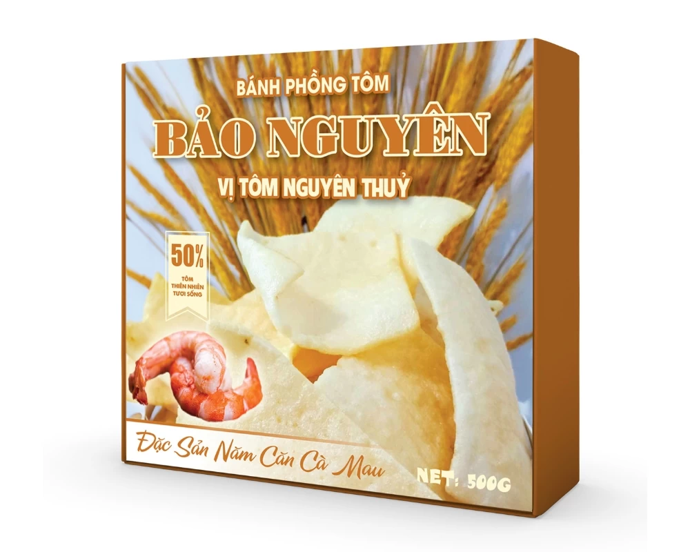 Mẫu thiết kế giao diện hộp giấy đựng bánh phồng tôm