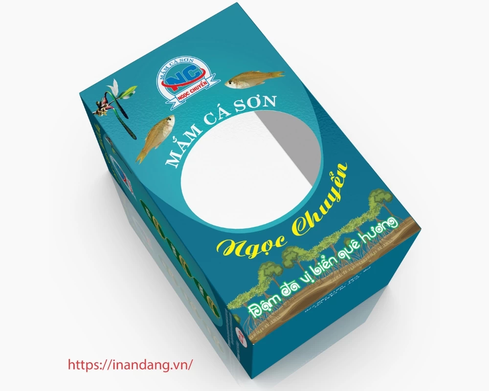 Mẫu thiết kế vỏ hộp giấy đựng mắm cá sơn