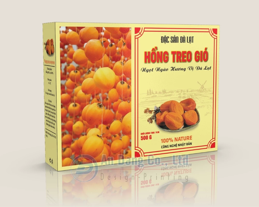 Mẫu thiết kế giao diện hộp giấy hồng treo gió đặc sản Đà Lạt