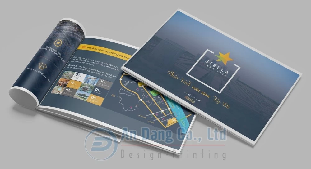 In An Đăng sử dụng hình ảnh chất lượng cao cho mẫu catalogue bất động sản dự án Stella Mega City