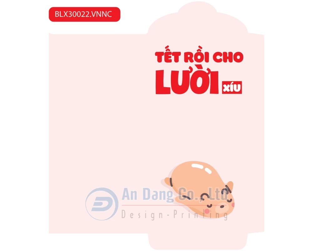 Mẫu bao lì xì cute với hình vẽ đáng yêu và thông điệp hài hước “Tết rồi cho lười xíu”