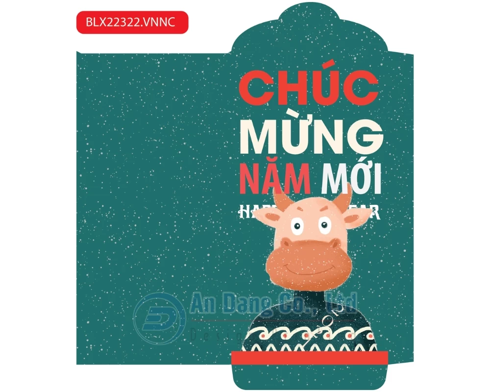 Hình bao lì xì cute có vẽ nhân vật bò chibi ngộ nghĩnh