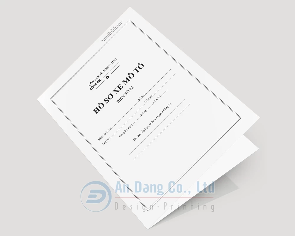 Mẫu bìa hồ sơ xe mô tô do In An Đăng thiết kế cho công an tỉnh Kon Tum