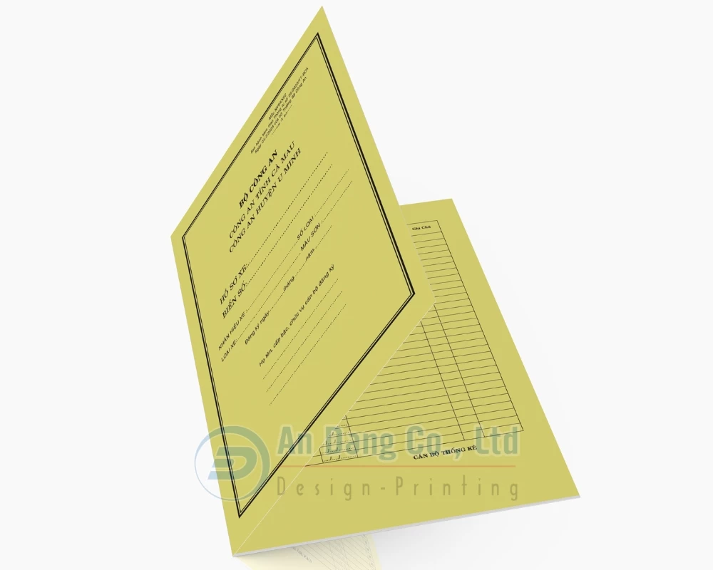 Mẫu bìa hồ sơ xe do In An Đăng thiết kế cho công an tỉnh Cà Mau