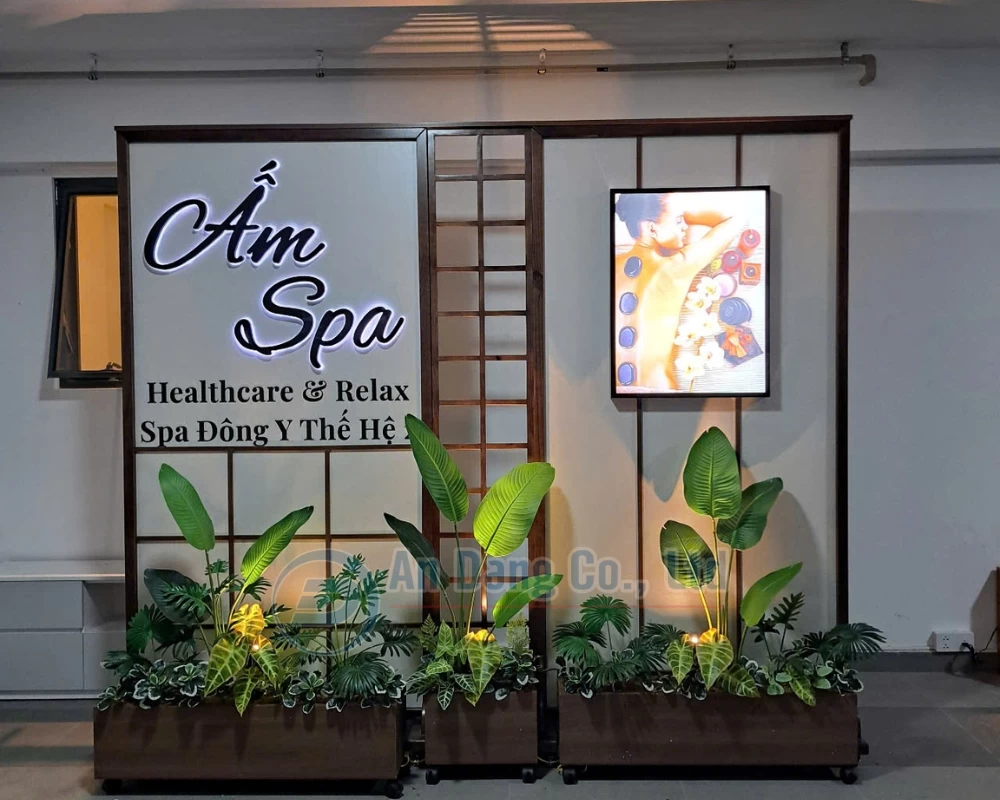 Mẫu bảng hiệu hộp đèn mica cho đơn vị Ấm Spa